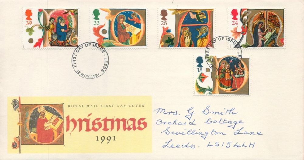 Lot 136: Christmas 1991 FDC with Stamps and FDI postmarks...