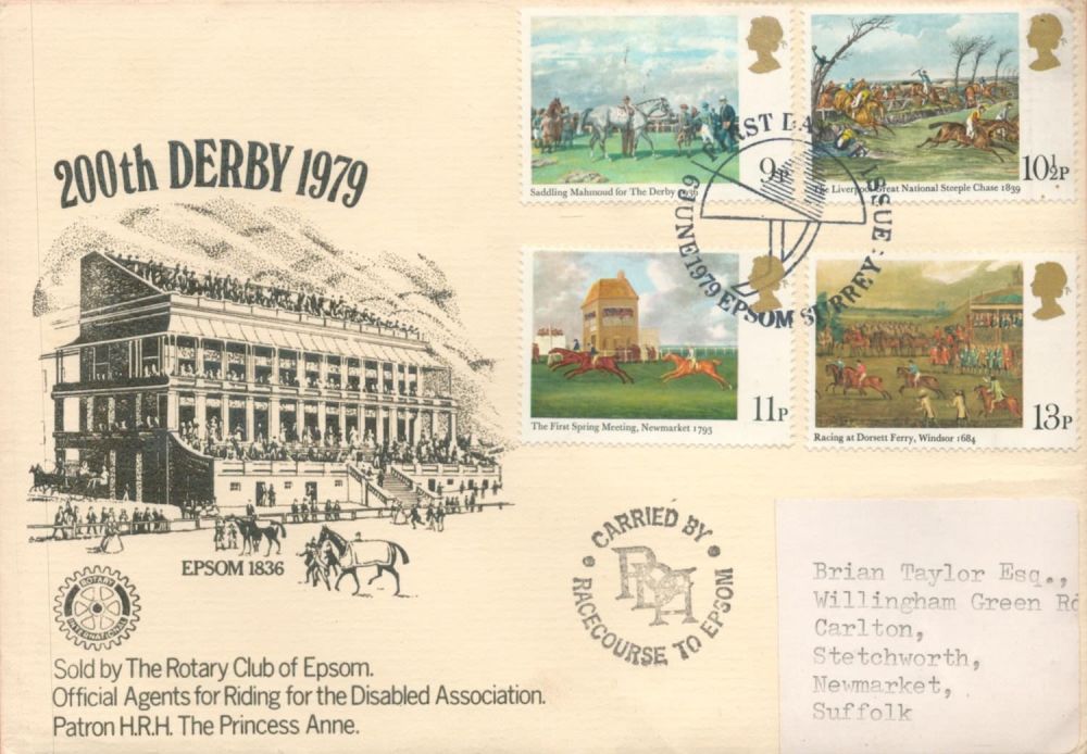 Lot 139: 200th Derby 1979 FDC with Stamps and FDI...