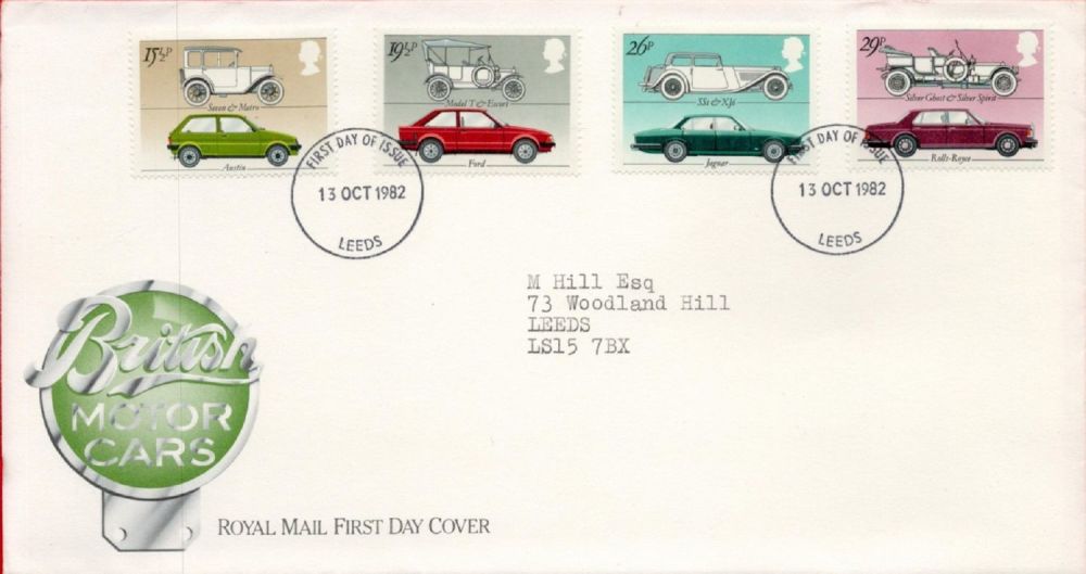 Lot 185: British Motor Cars FDC with Stamps and FDI...
