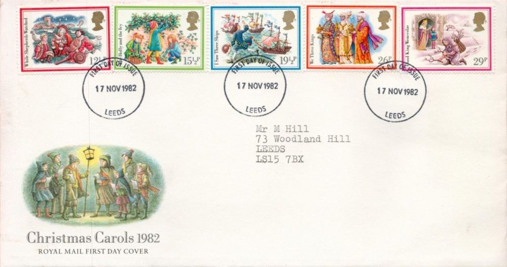 Lot 186: Christmas Carols 1982 FDC with Stamps and FDI...