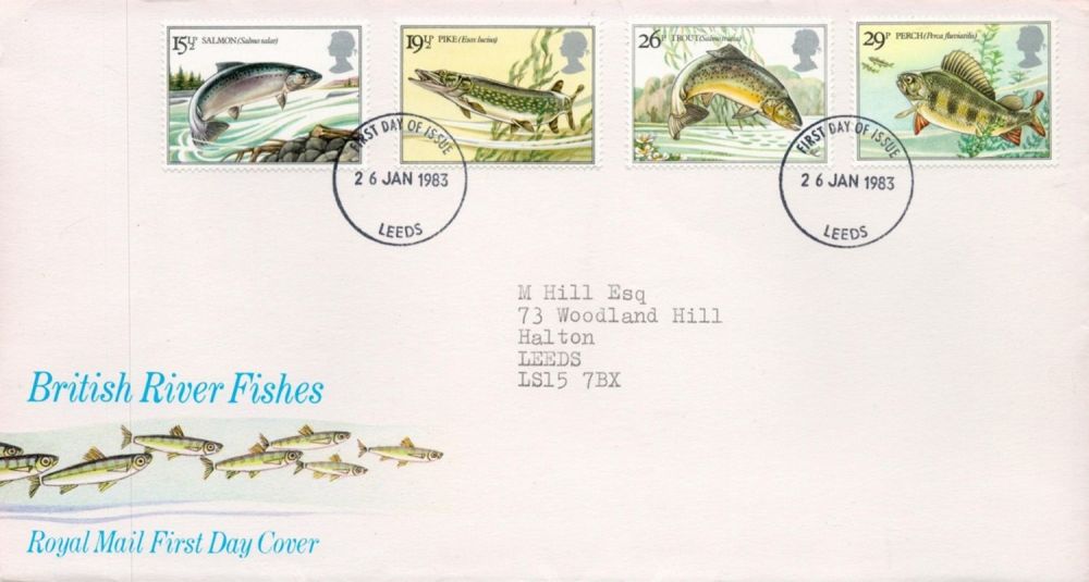 Lot 187: British River Fishes FDC with Stamps and FDI...