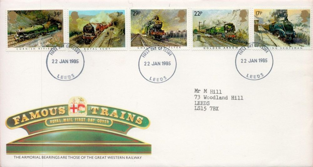 Lot 202: Famous Trains FDC with Stamps and FDI postmarks...