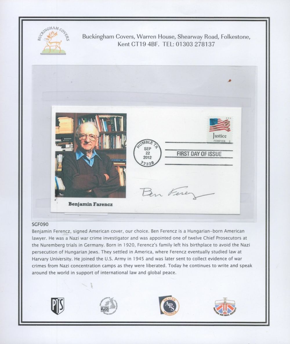 Lot 86: WW2 Benjamin Farencz signed on his own 2012...