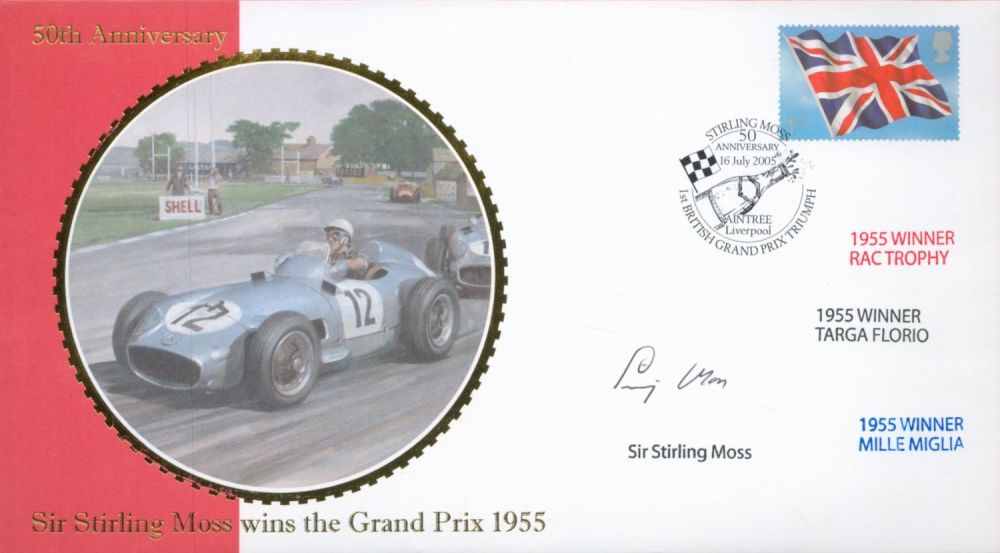 Lot 98: Sir Stirling Moss signed Internetstamps 2005, 50th ann...
