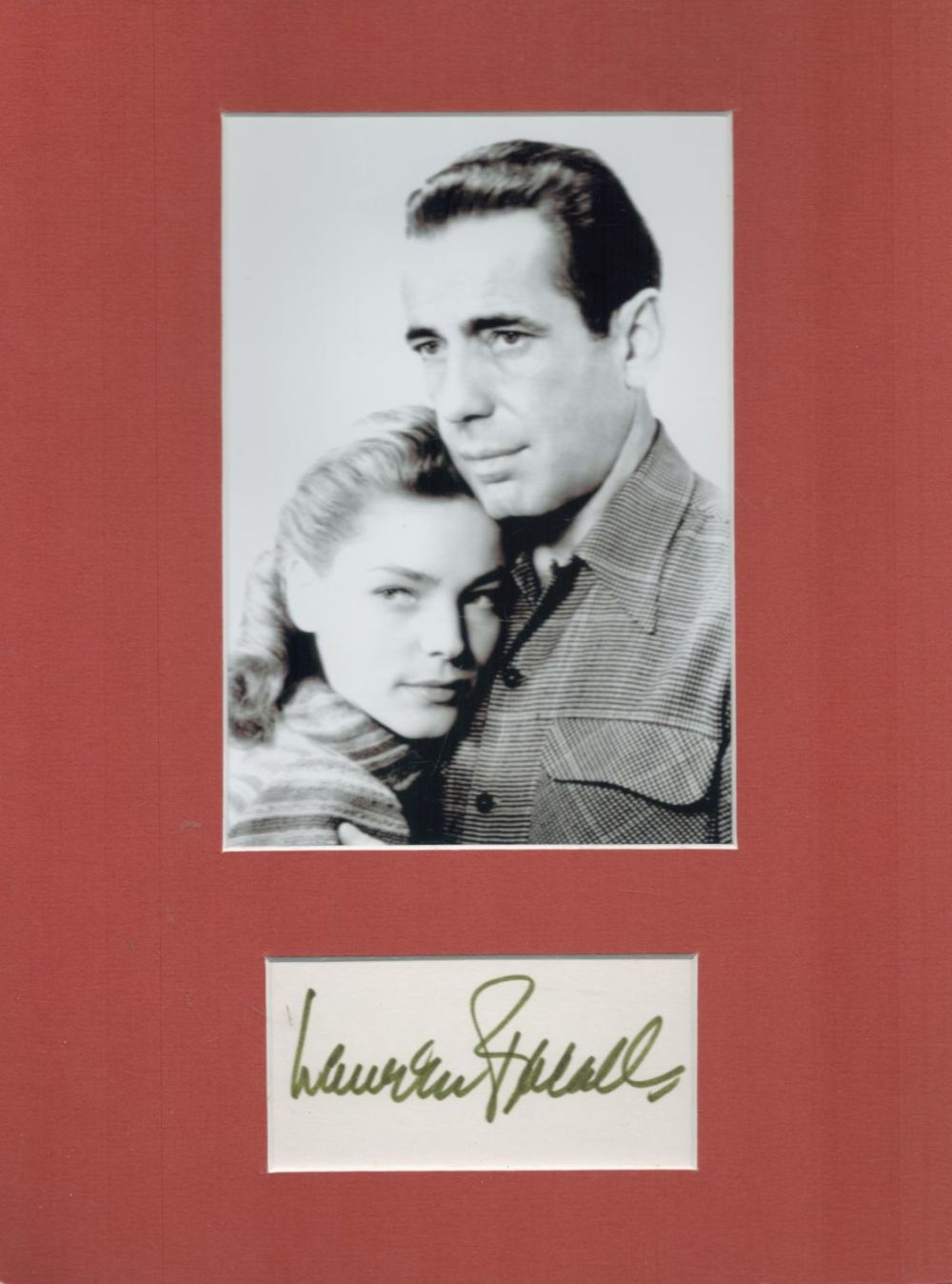 Lot 100: Lauren Bacall signed card mounted with 10 x...