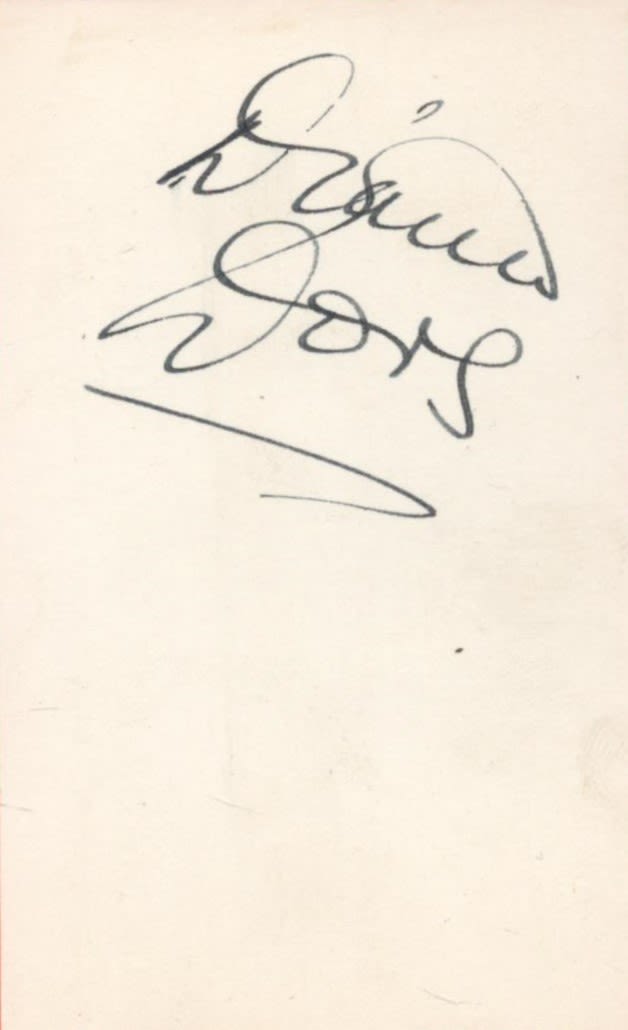 Lot 121: Diana Dors signed white card in black ink...