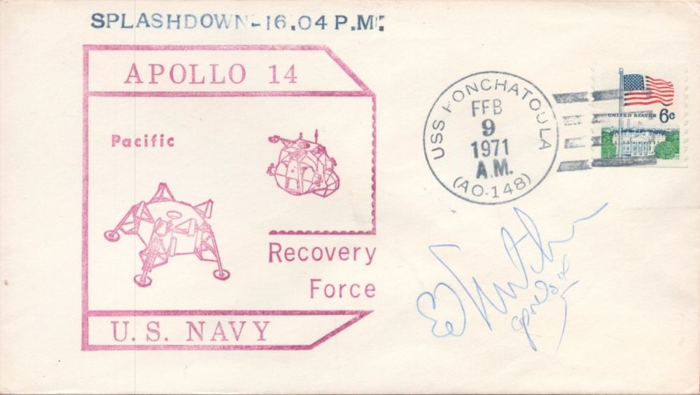Lot 158: Apollo 14 Splashdown Ed Mitchell signed Cacheted cover...