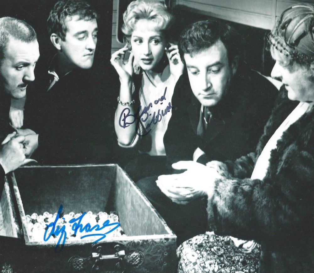 Lot 187: Liz Fraser and Bernard Cribbins signed 9x8 black...