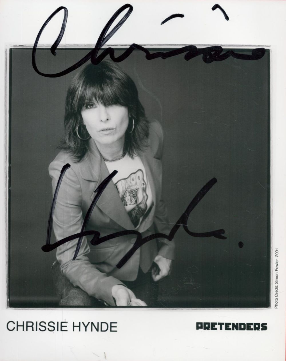 Lot 205: Chrissie Hynde signed Pretenders 10x8 black and white...