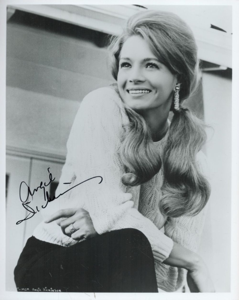 Lot 212: Angie Dickinson signed 10x8 vintage black and white...
