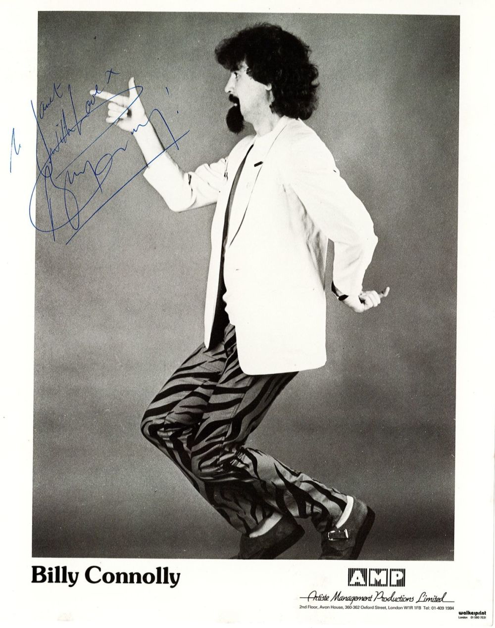 Lot 240: Billy Connolly signed 10x8 vintage black and white...