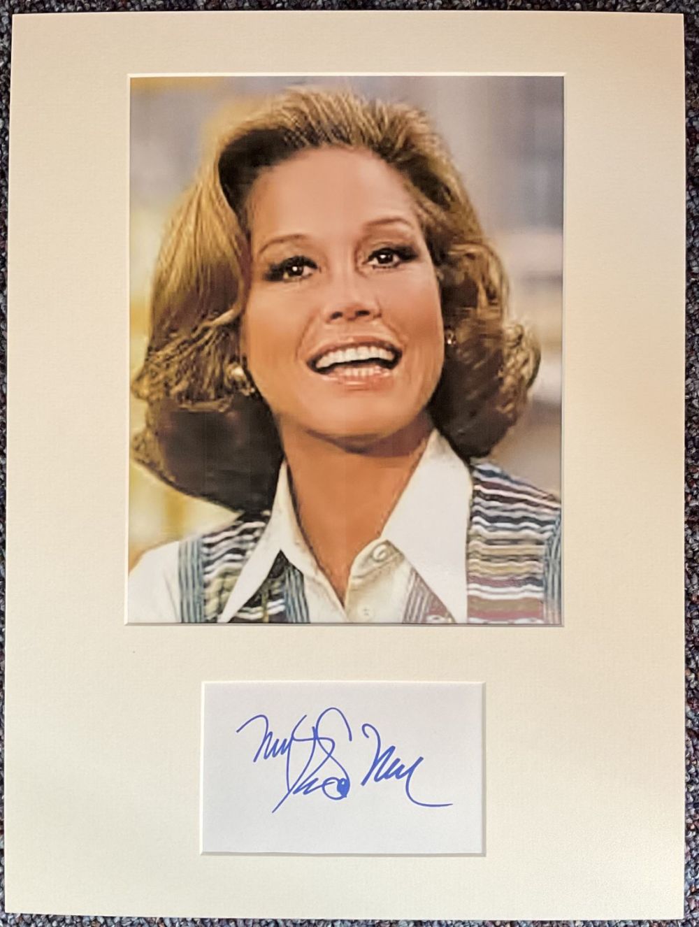 Lot 267: Mary Tyler Moore 16x12 overall mounted signature piece...