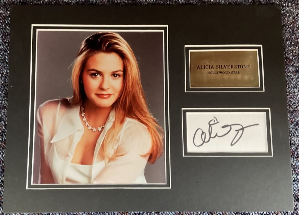 Lot 292: Alicia Silverstone 16x12 overall mounted signature piece includes...