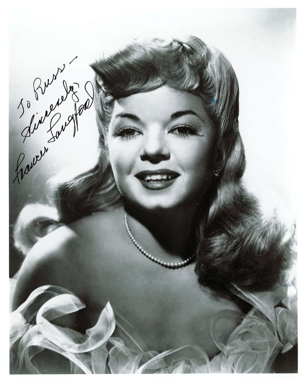 Lot 330: Frances Langford signed 10x8 vintage black and white...