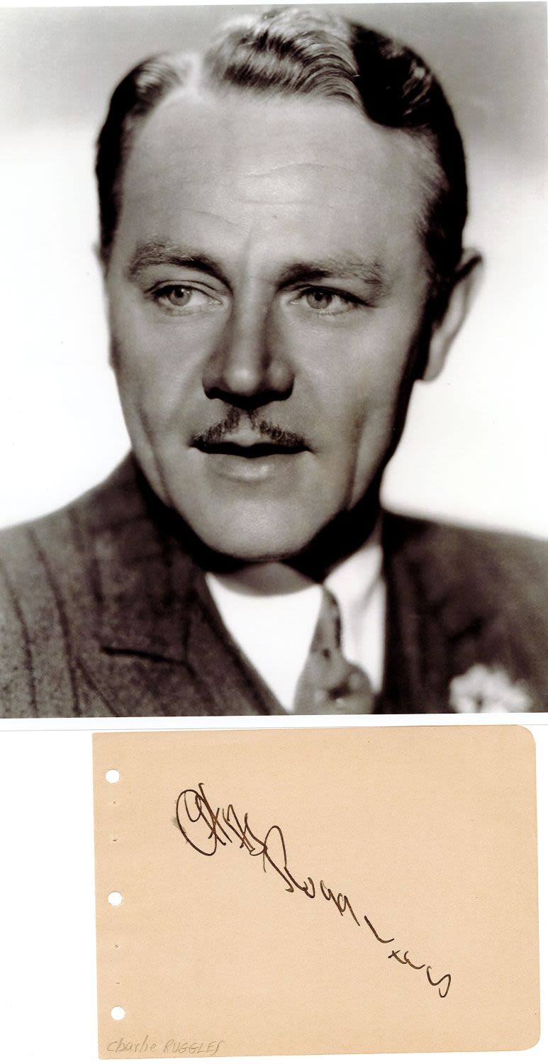 Lot 335: Charlie Ruggles signed 6x5 album page and 12x8...