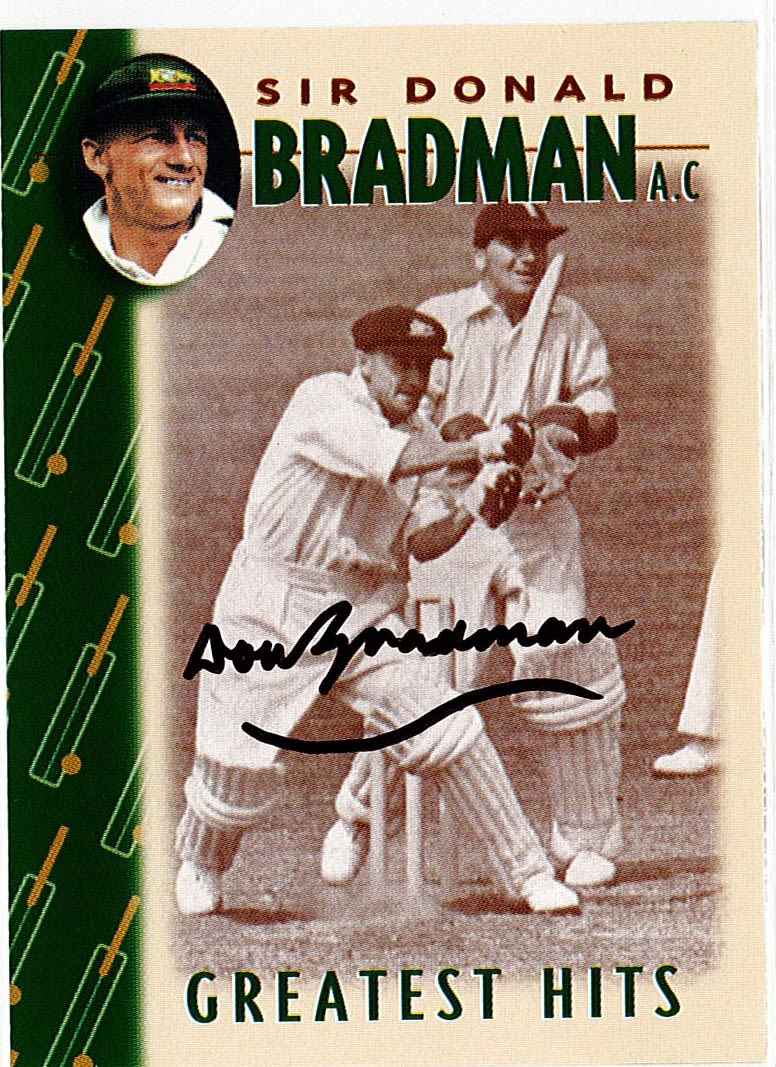 Lot 338: Don Bradman signed 4x3 Greatest Hits Cricket Trading...