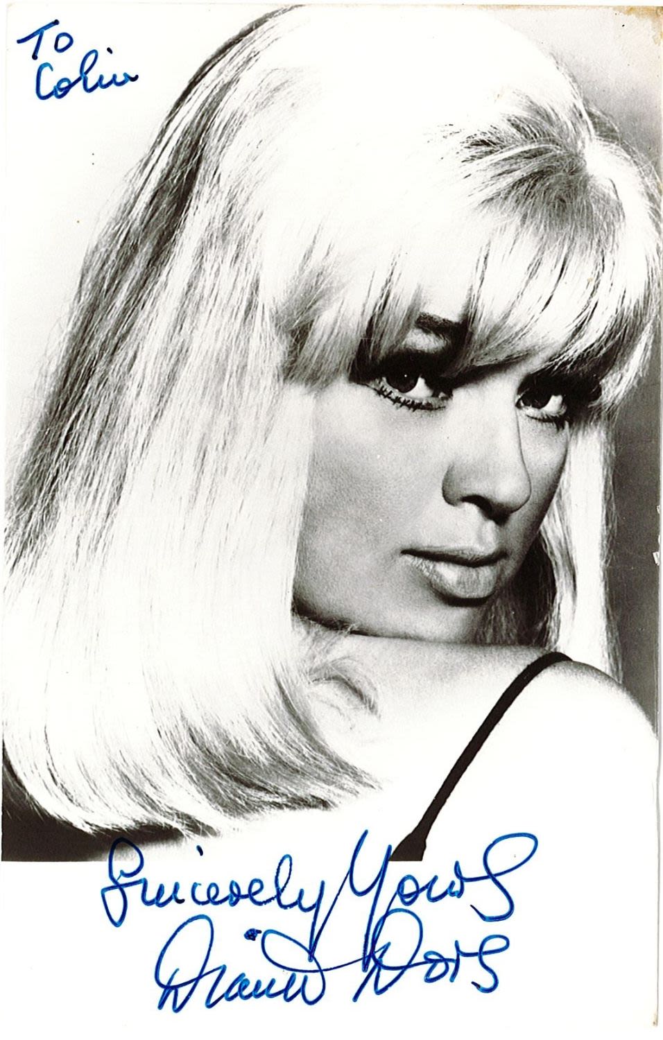 Lot 342: Diana Dors signed 6x4 black and white vintage...