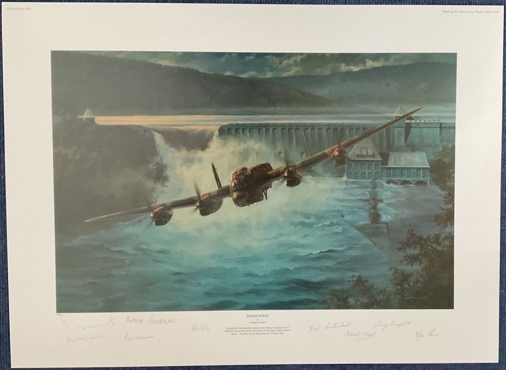 Lot 357: WW2 8 Dambusters Signed Anthony Saunders Colour Print...