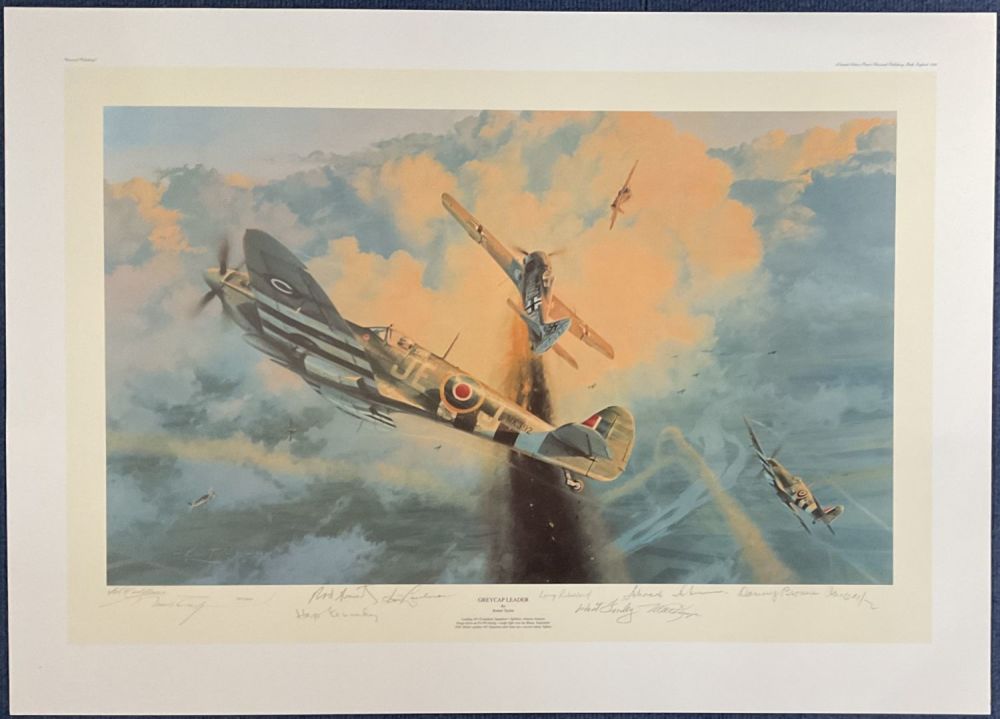 Lot 358: WW2 10 Signed Greycap Leader Colour Print by...