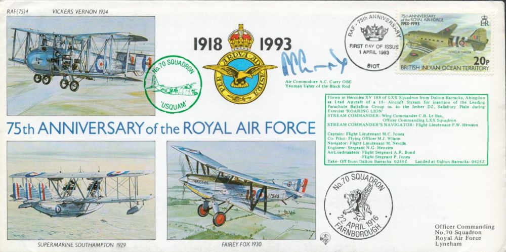 Lot 199: WW2 Air Commodore AC Curry OBE Signed 75th...