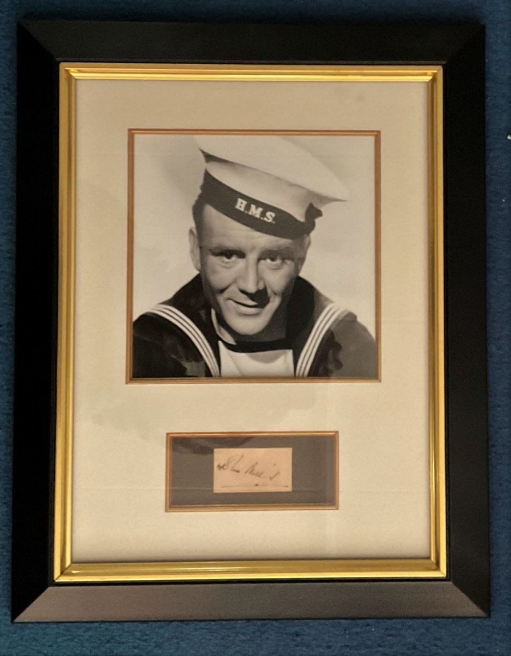 Lot 241: Sir John Mills 19x15 mounted and framed signature...