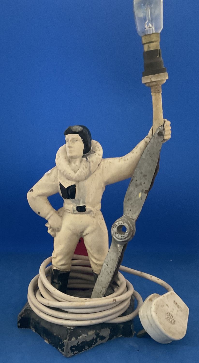 Lot 244: Handmade Lamp Showing a Pilot With a Propeller....