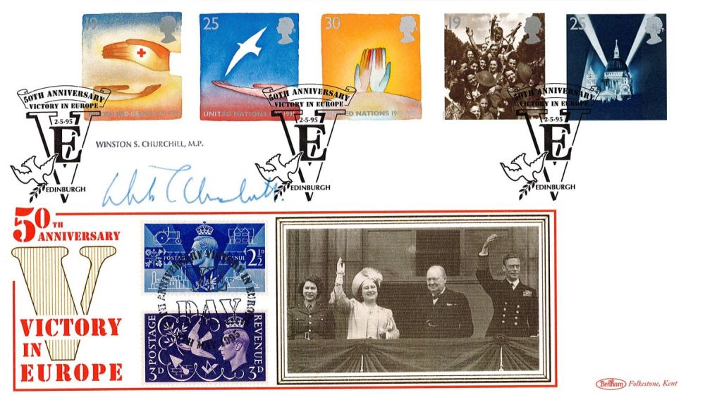 Lot 289: Winston S Churchill MP Signed 50th Anniversary Victory...