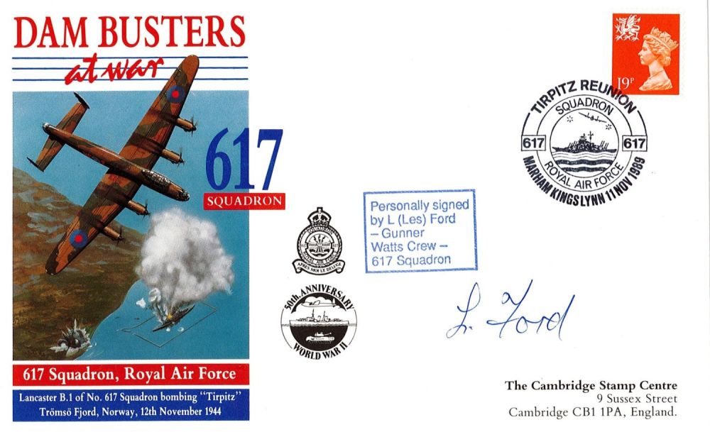 Lot 346: WW2 Gunner Les Ford (617 Sqn) Signed Dambusters...