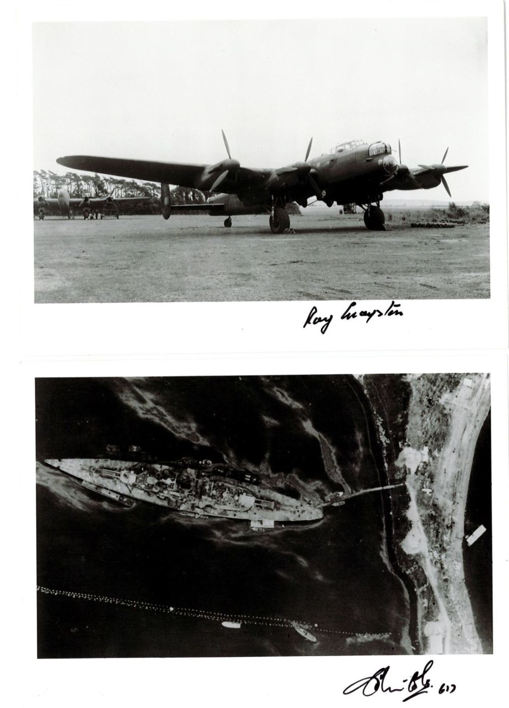 Lot 378: WW2 Collection of 2 Signed 7x5 inch Black...