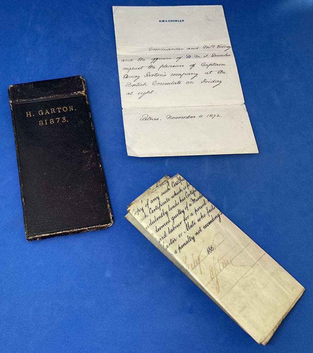 Lot 389: Rare 1866 Navy Certificate of Competency for Master...