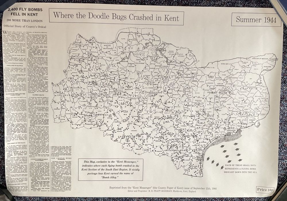 Lot 391: Superb WW2 Poster Map Showing Where the Doodlebugs...