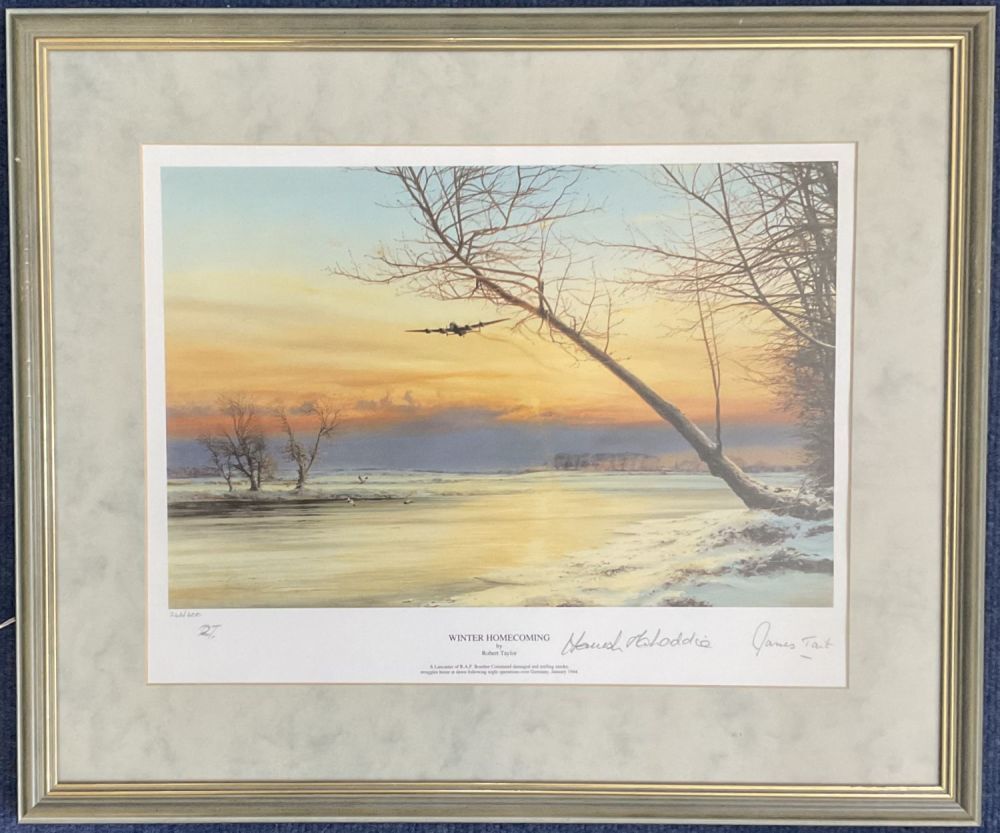 Lot 429: WW2 3 Signed Robert Taylor Colour Print Titled...