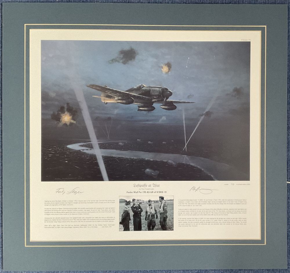 Lot 440: WW2 2 Signed Mark Postlethwaite Colour Print Titled...