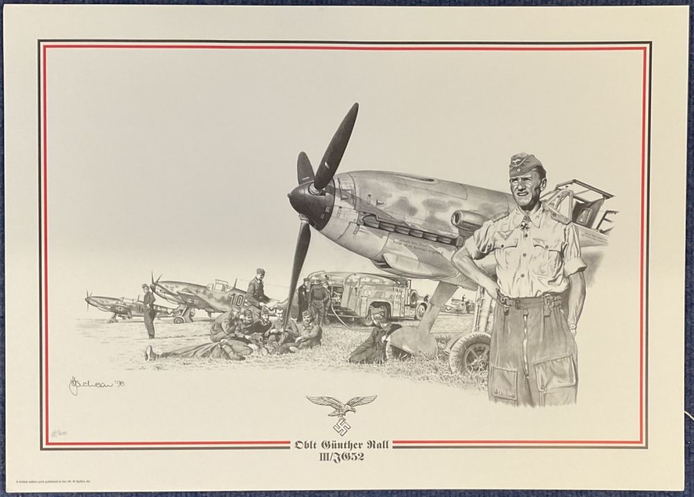 Lot 461: WW2 Signed Print Tony Jackson Colour Print Titled Oblt...