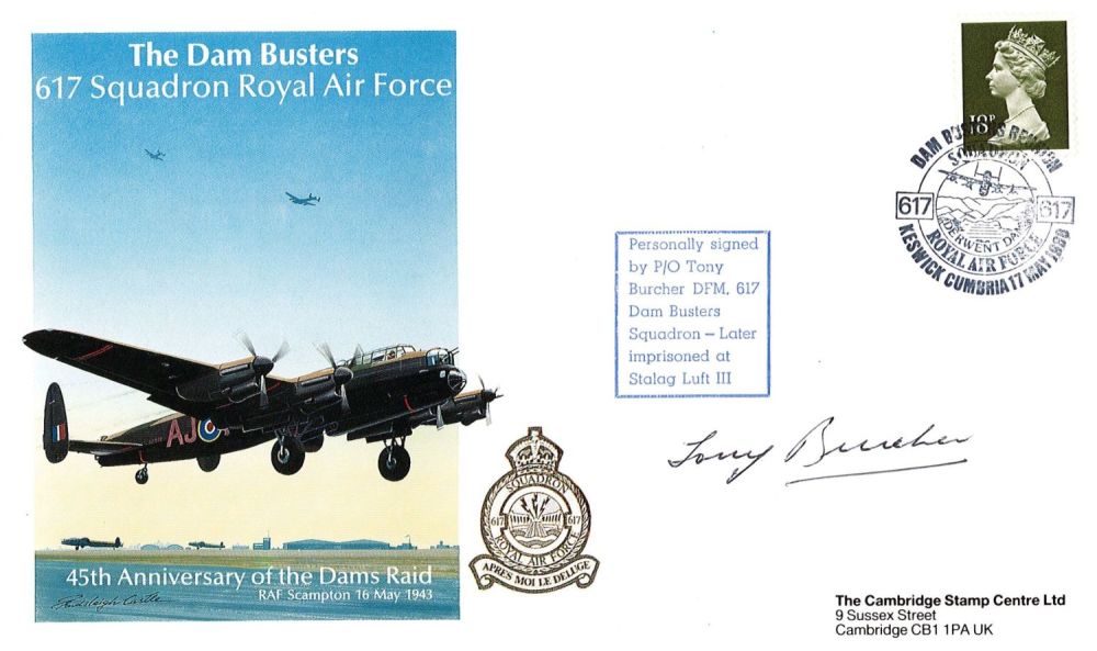 Lot 516: WW2 P/O Tony Burcher DFM Signed 45th Anniversary...