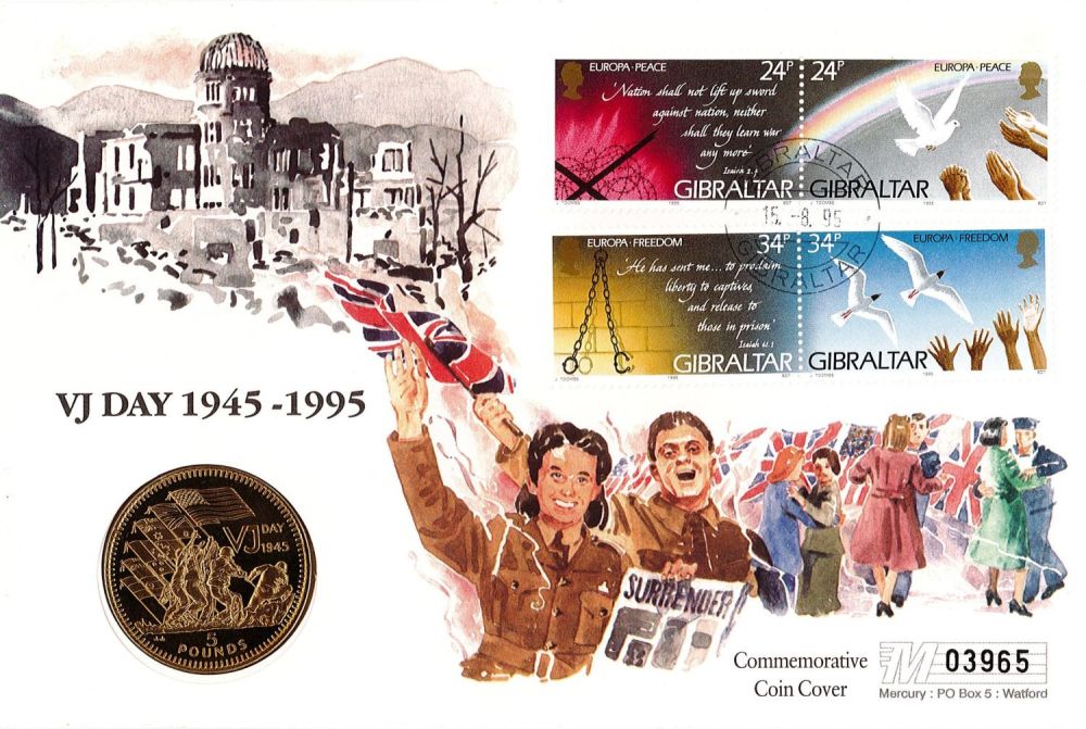 Lot 570: VJ Day 1945 1995 Commemorative Coin Cover No...