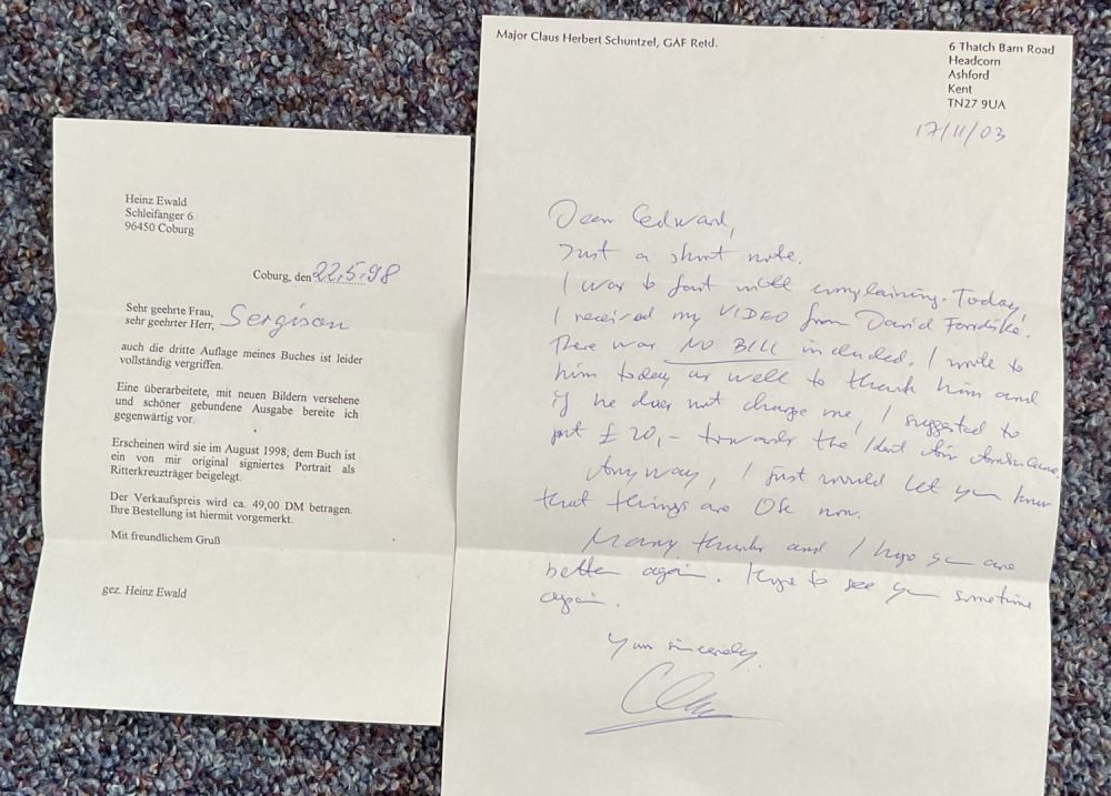 Lot 595: WW2 Luftwaffe Collection of 2 Letters Signed by...