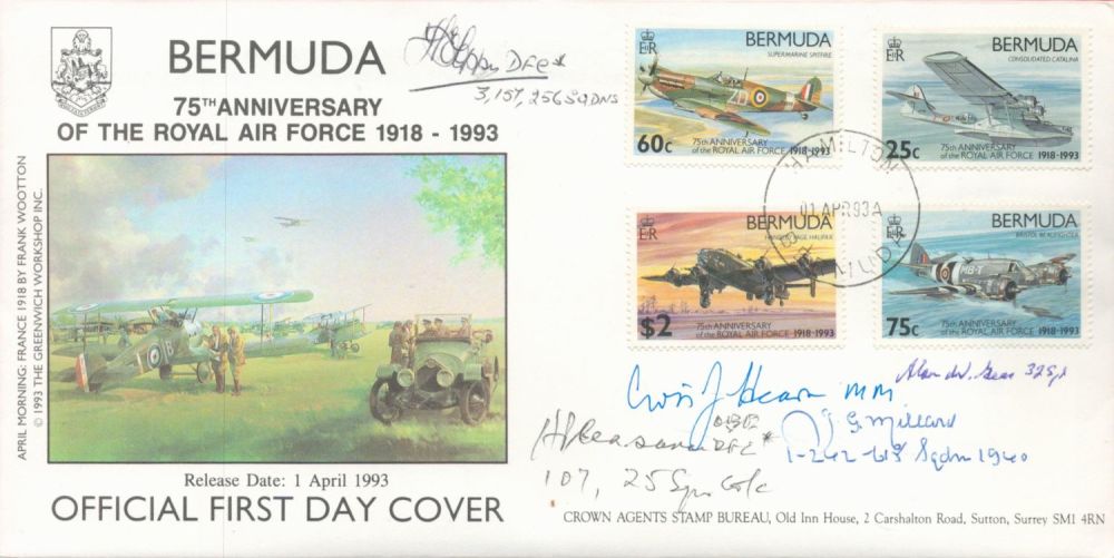 Lot 666: Bermuda Signed by 5 WW11 Flight Pilots and...