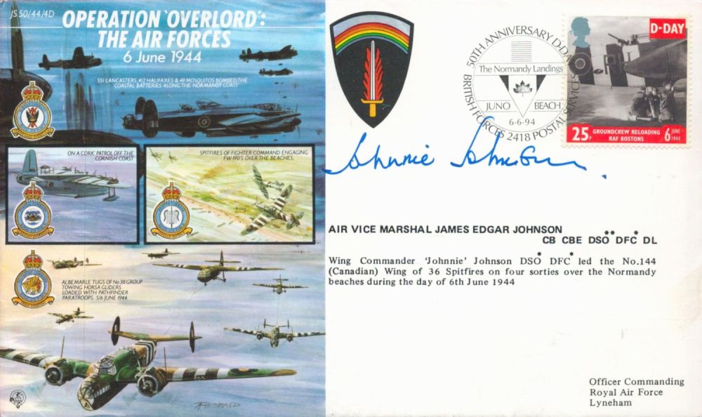 Lot 690: WW2 RAF AVM Johnnie Johnson Signed Operation Overlord...
