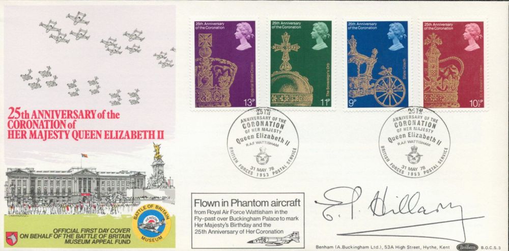 Lot 718: Sir Edmund Hillary signed Benham 1978 Coronation FDC...