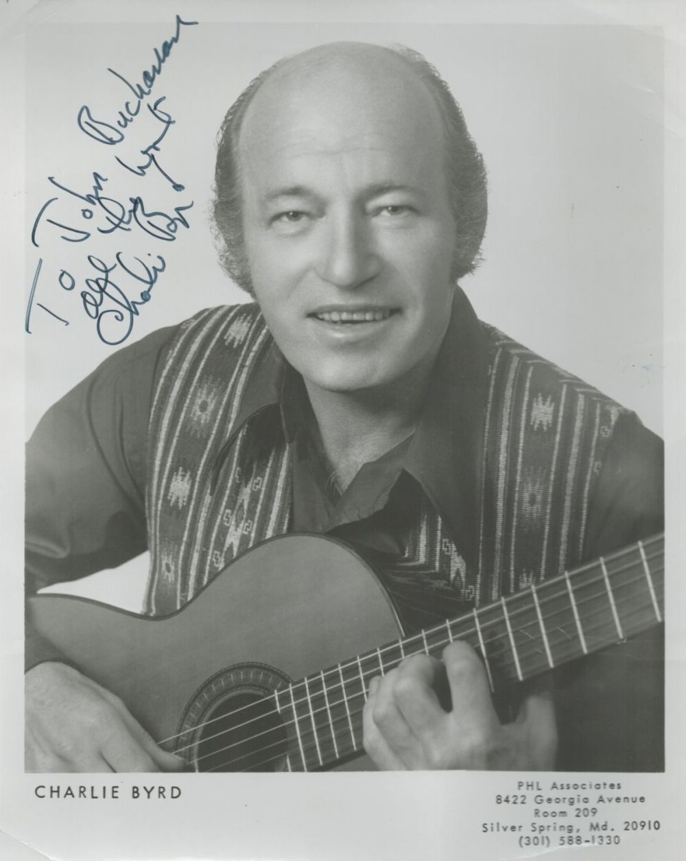 Lot 76: Music Charlie Byrd signed 10 x 8 inch...