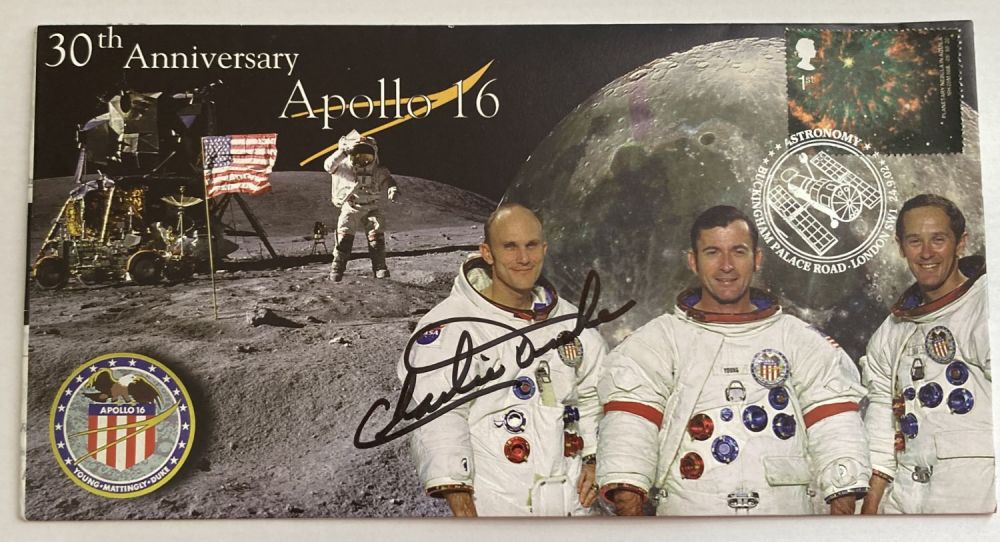 Lot 209: Apollo 16 Charlie Duke Moonwalker signed 2002 30th...