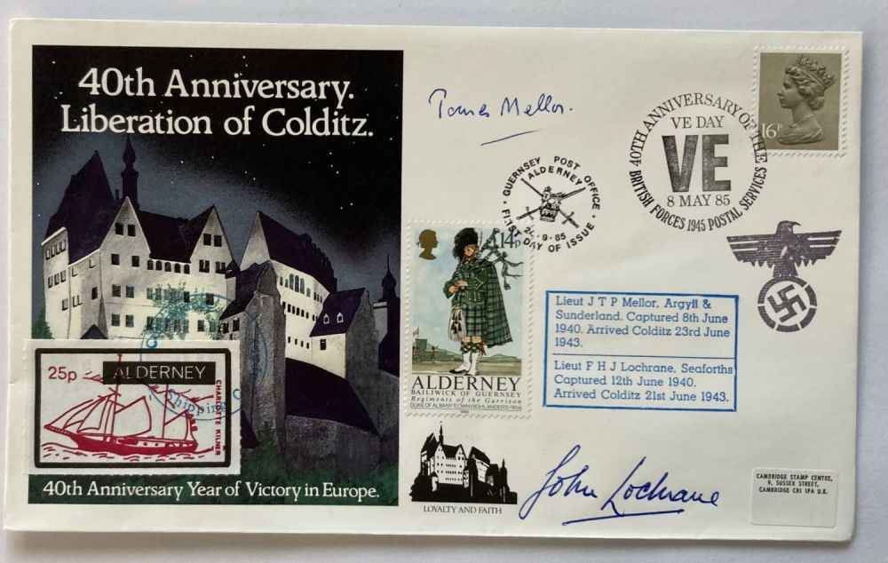 Lot 271: WW2 Colditz Castle Liberation cover signed by POWs...