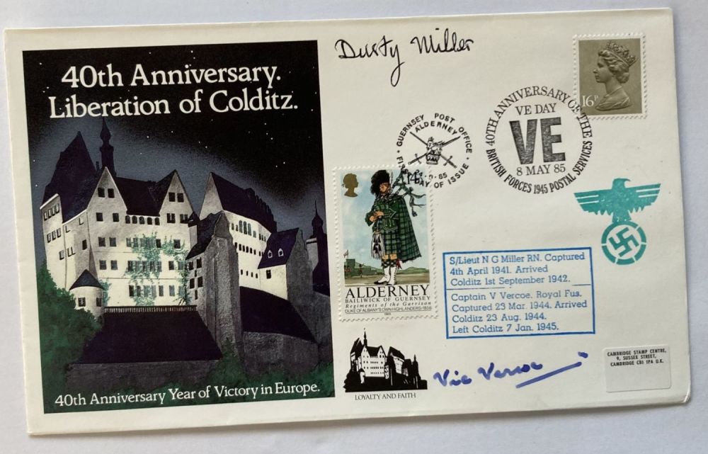 Lot 274: WW2 Colditz Castle Liberation cover signed by POWs...