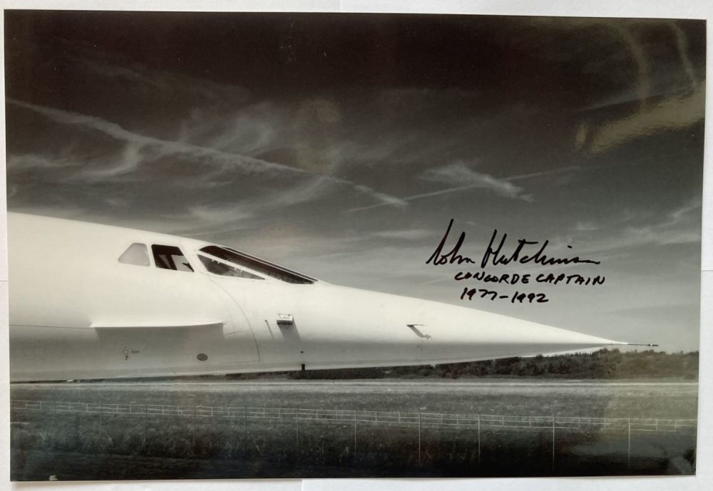 Lot 305: Concorde Captain John Hutchinson signed 12 x 8...
