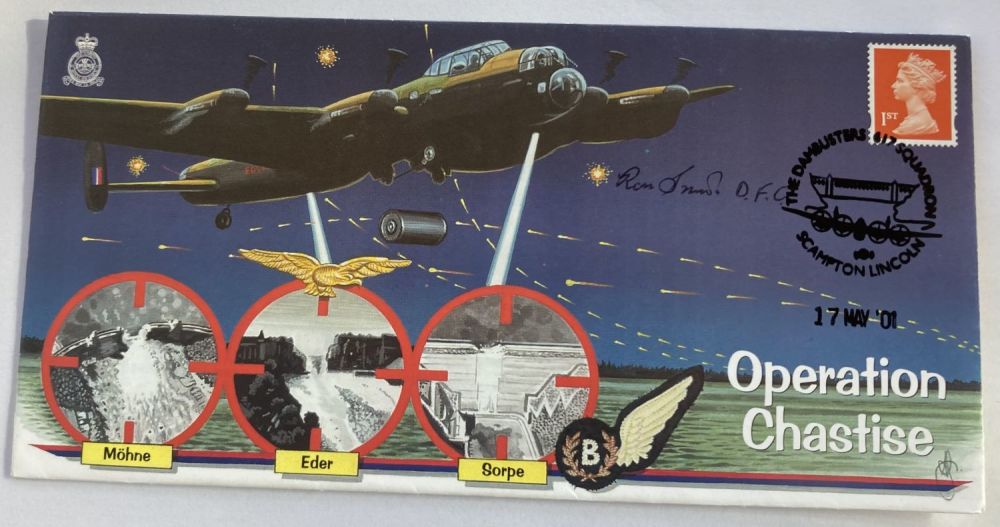 Lot 318: WW2 617 Sqn Ron Smith DFC signed 2001...