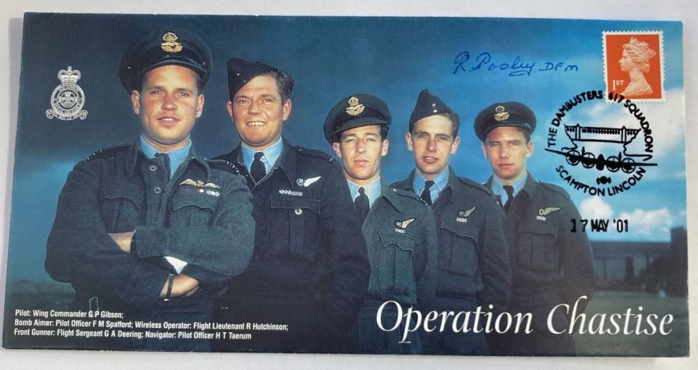 Lot 319: WW2 617 Sqn R Pooley DFM signed 2001...