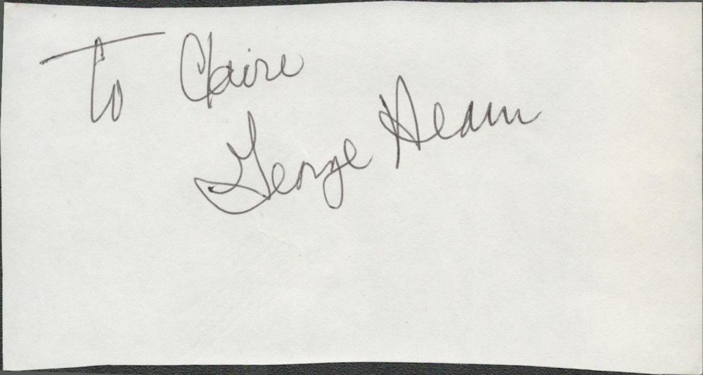 Lot 110: George Hearn signed white page dedicated to Claire....