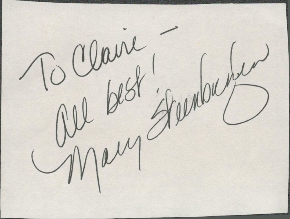 Lot 174: Mary Steenburgen signed and dedicated page, made out...
