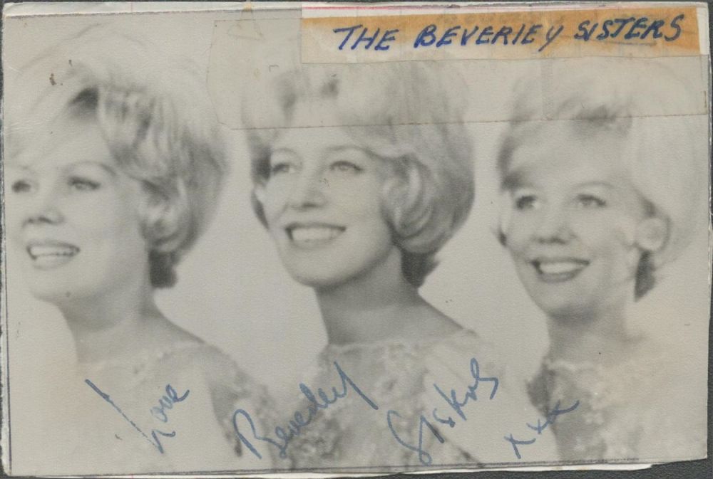 Lot 206: The Beverley Sisters signed 6x4 vintage black and...